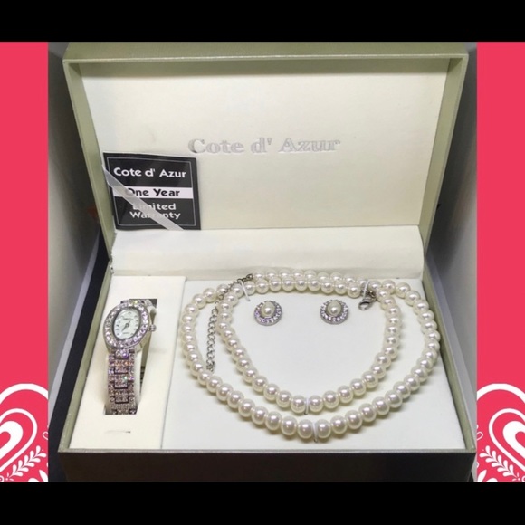 COPY - COPY - Côte d’Azur rhinestone watch/necklace/earrings set - Picture 1 of 10
